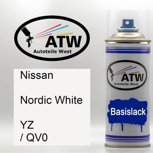 Nissan, Nordic White, YZ / QV0: 400ml Sprühdose, von ATW Autoteile West.